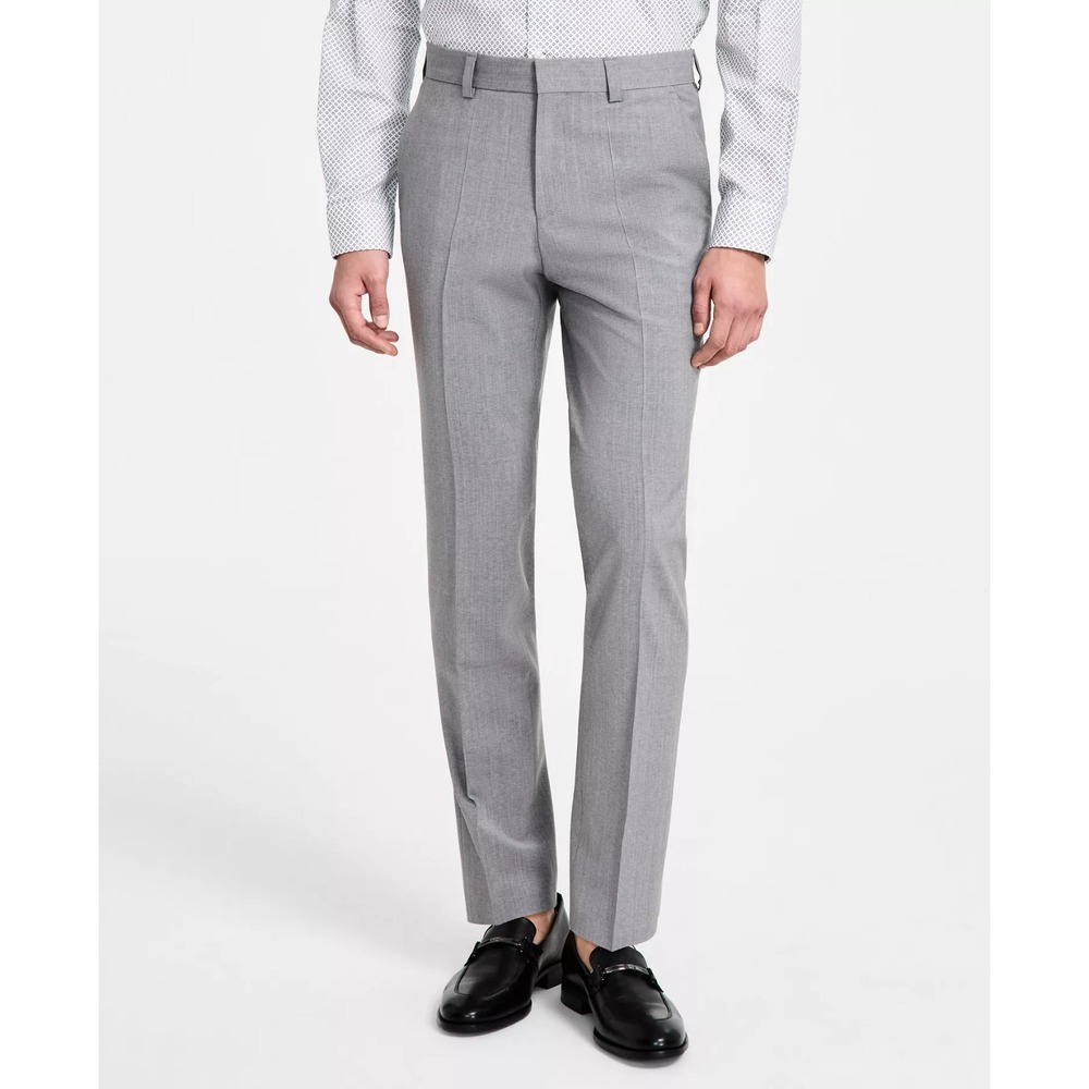Hugo Boss Men's Dress Pants 40W (Actual 39") x 32L Light Gray Wool Modern Fit